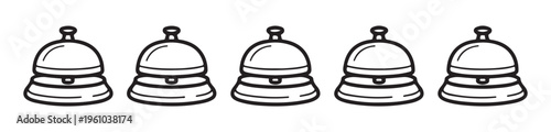 Concierge call bell icons for hotel reception desk and hospitality service assistance on white background.