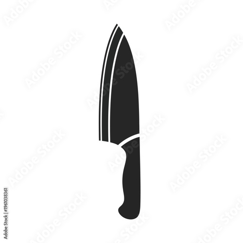 Black kitchen knife with handle.