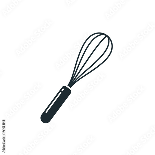 Black wire whisk kitchen utensil tool.