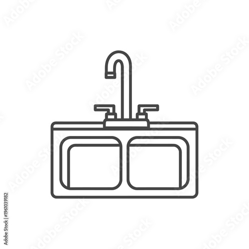 Modern kitchen sink with faucet.