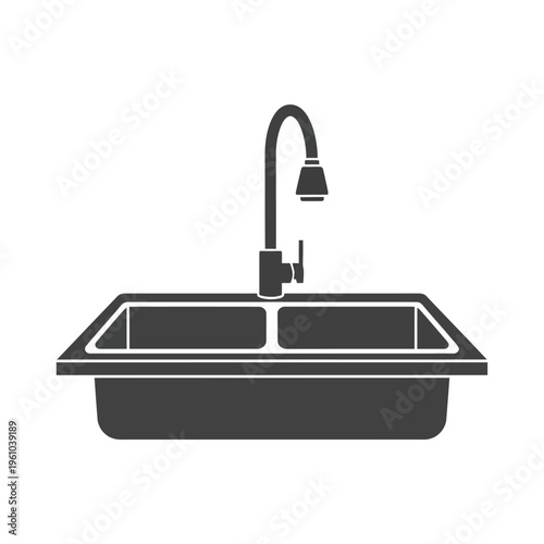 Modern kitchen sink with faucet.