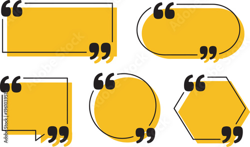 Quote box frame set, texting quote boxes templates, black line frames for definition remark citation design, vector illustration text border collection