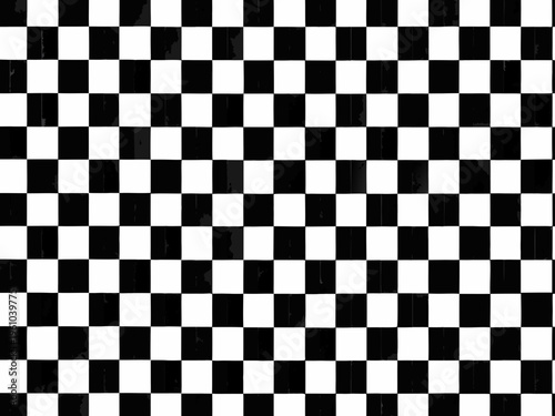 A black and white checkered pattern fills the entire frame of the image