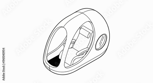 A futuristic, sleek, single-person transport pod with internal seating
