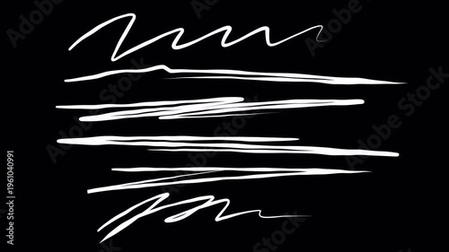 Marker Scribble Stroke Set – Hand Drawn Underline Highlight Lines Overlay Alpha Channel 4K