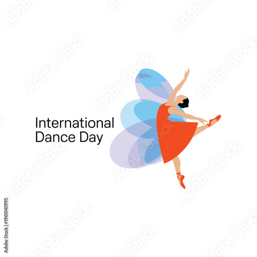 International Dance Day Illustration with Graceful Ballet Dancer in Motion