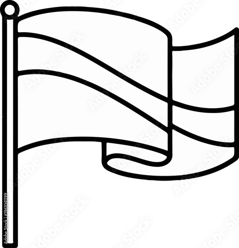 A simple outline illustration of a flag with two stripes on a pole