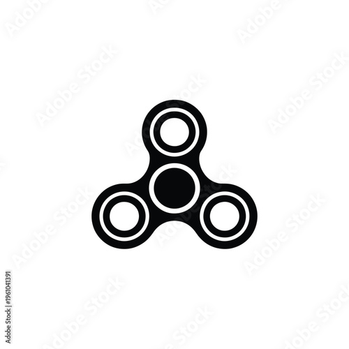 Simple black silhouette of a fidget spinner on a white background
