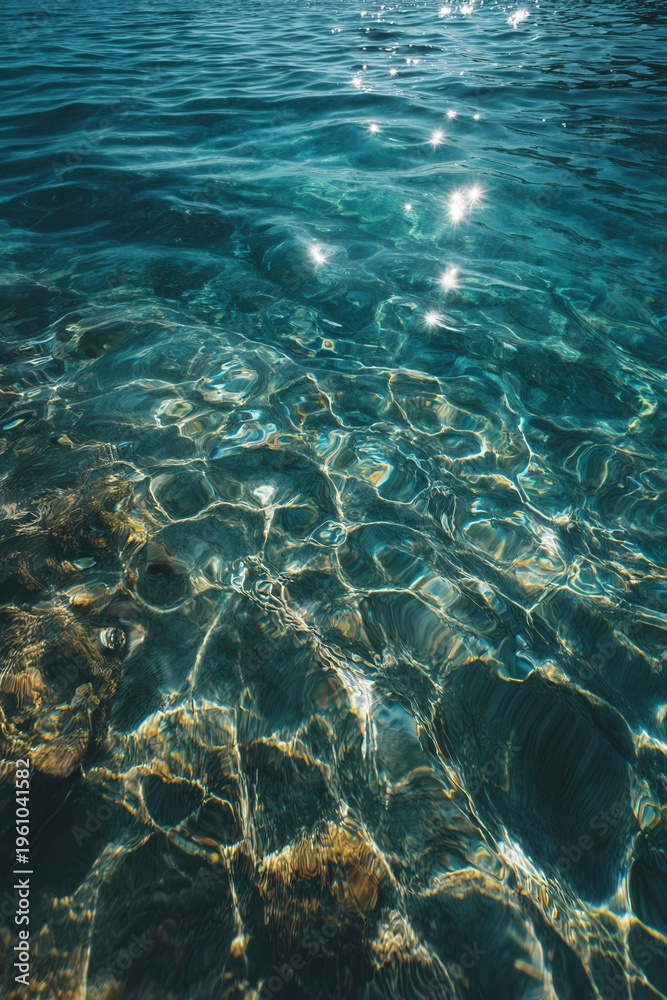Obraz premium Crystal clear water shimmers with sunlight