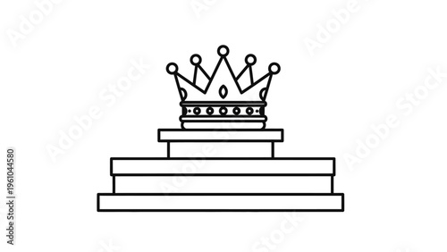 Crown on a pedestal graphic illustration.