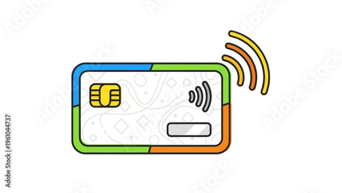 SIM Card with Wireless Signal Illustration.