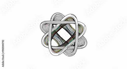 Intricate knotwork design with colorful threads at its core