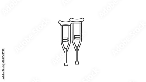 Medical Crutches Illustration Simple Line Art Design.
