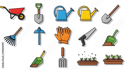 Gardening Tools and Equipment Set.
