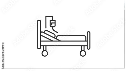 Hospital Bed with Patient Lying Inside.
