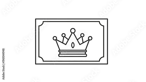 Simple Black Crown Icon on Certificate.