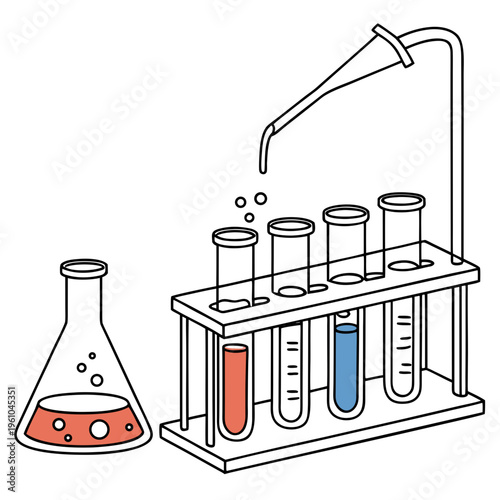Filling test tubes with colored liquids laboratory