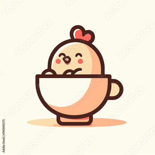 A funny fat cartoon baby bear and a smiling kid cat with chef hats love eating ice cream from a food bowl in this cute character vector illustration