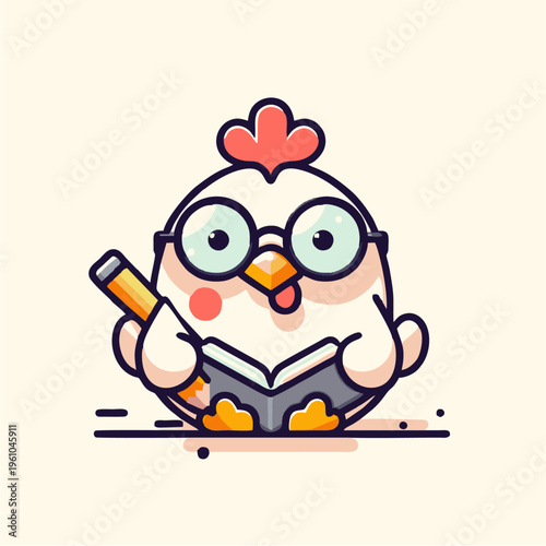 Funny cartoon 3D illustration of a kid owl character wearing red glasses with a smiling face vector