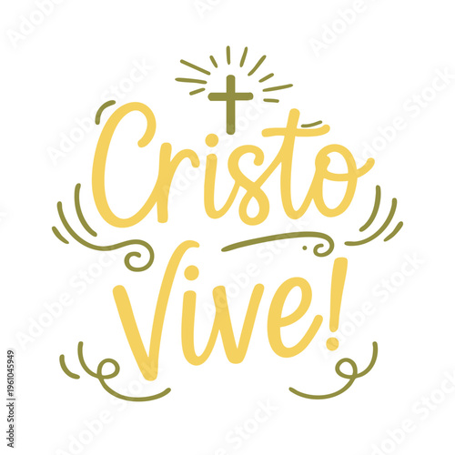 Lettering Cristo Vive em Caligrafia Religiosa Tipografia Cristã em Vetor