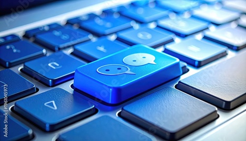 Blue Keyboard Key With Lock Icon Highlighting Data Security And Cybersecurity On Desktop Computing
