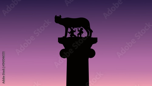 Capitoline Wolf, flat vector color illustration