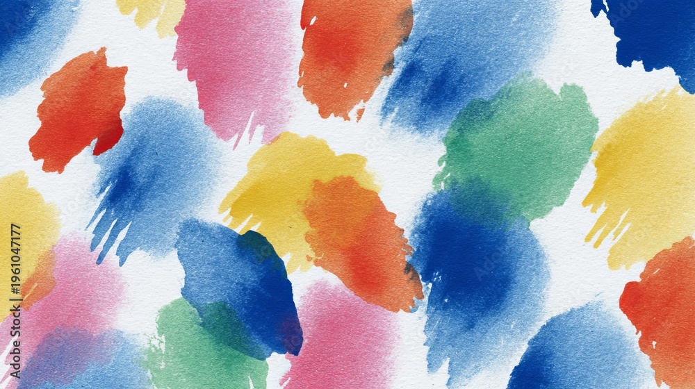 Fototapeta premium A vibrant and colorful abstract painting with various brush strokes and hues on a white background