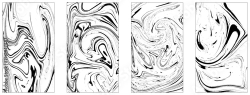 Set of hand drawn abstract marble texture. Bundle collection of beautiful white and black marble background. 