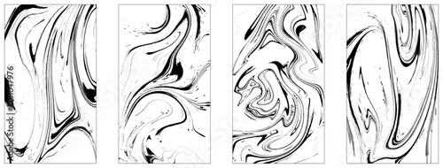 Set of hand drawn abstract marble texture. Bundle collection of beautiful white and black marble background. 
