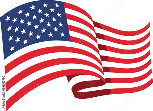 Waving american flag icon symbolizing freedom and patriotism