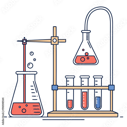Laboratory equipment with flasks and test tubes science