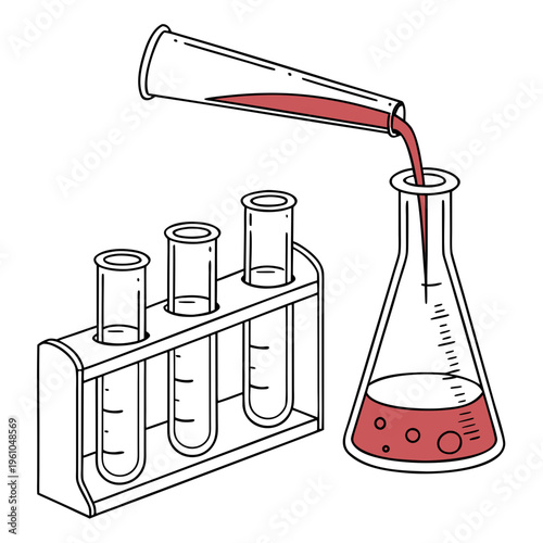 Laboratory equipment with test tubes and flasks science
