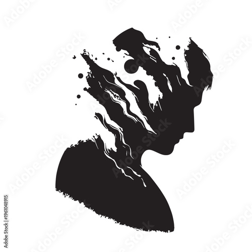 Black Depression concept  Silhouette Vector, High Quality Illustration on White Background
