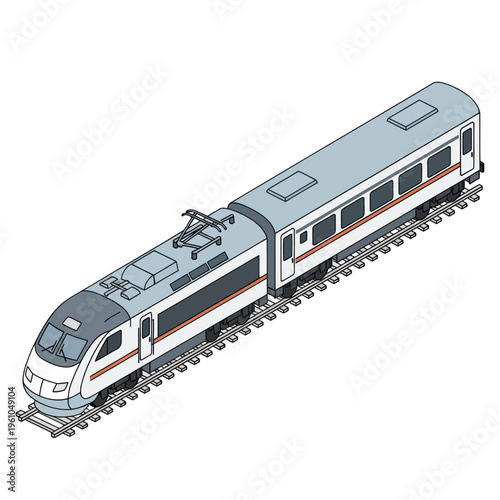 Modern Train on Railway Tracks Illustration.