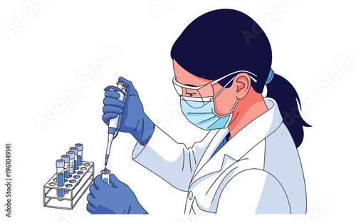 Laboratory scientist pipetting sample with precision.