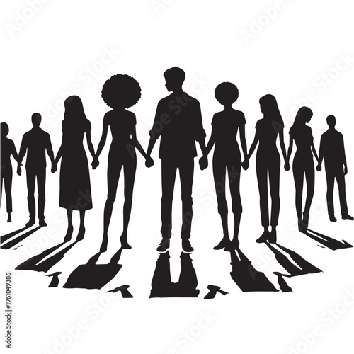 Black Community support Silhouette Vector, High Quality Illustration on White Background