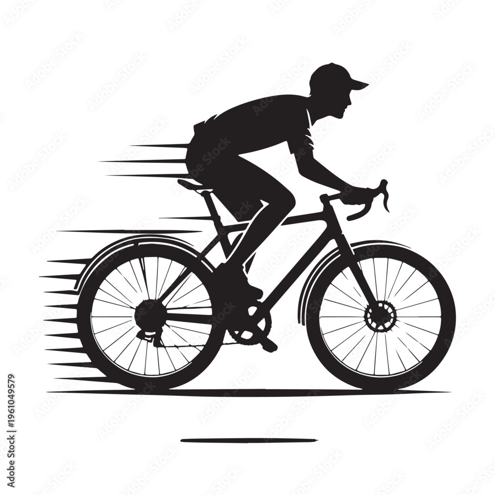 Naklejka premium Black Courier rider Silhouette Vector, High Quality Illustration on White Background