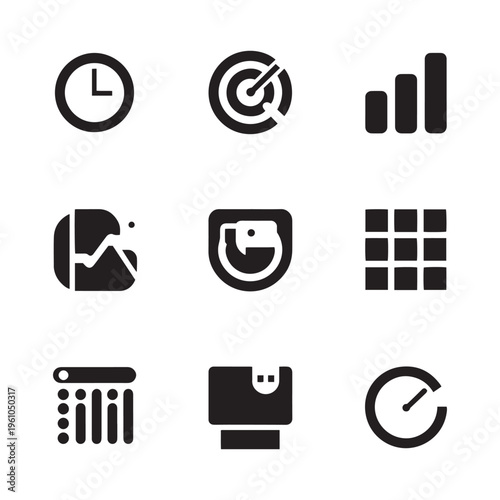 Core business values represented by icons for teamwork growth ideas shelter and partnership