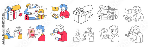 group of people sharing gifts and unexpected surprises during prank holiday event