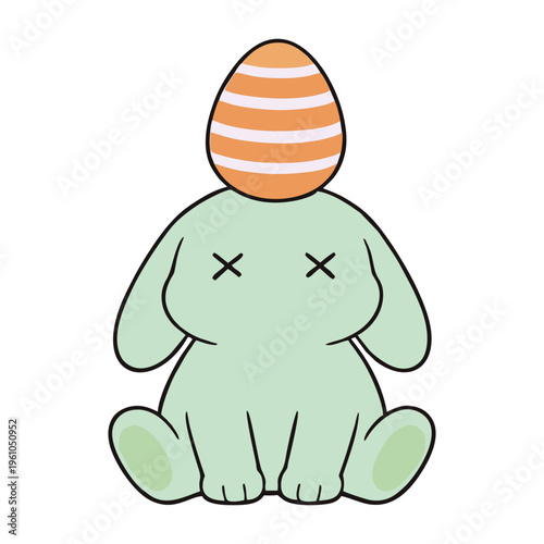 Sticker Funny Bunny with Egg Hat