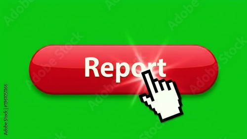 A glossy red button with white text 