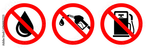 no fuel oil petrol icon set red