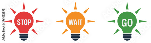 stop wait go traffic light icon set
