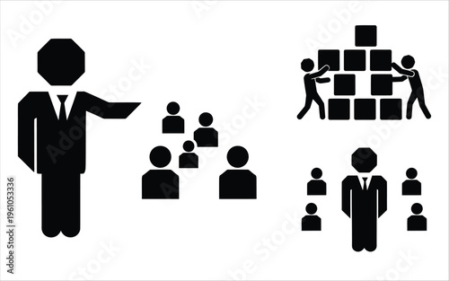 Leadership and organizational hierarchy depicted through simple icons