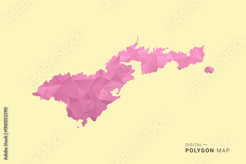 American Samoa Map - Low poly polygon map design in soft pink pastel gradient on beige background, modern minimal geometric style, clean digital vector illustration.