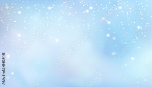 Christmas winter vector background with falling fluffy snowflakes on blue sky. Soft light effects for festive wallpaper, greeting cards, posters, banners and seasonal design templates