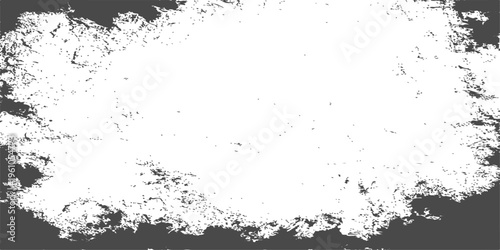 White grunge paint brush stroke on grey background, distressed texture border for vintage design and urban art framing