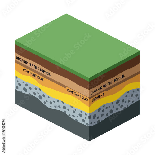 Geological Layers Diagram 3D Model Illustration.