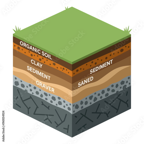 Soil Layers Diagram Showing Organic Soil and Sediment.
