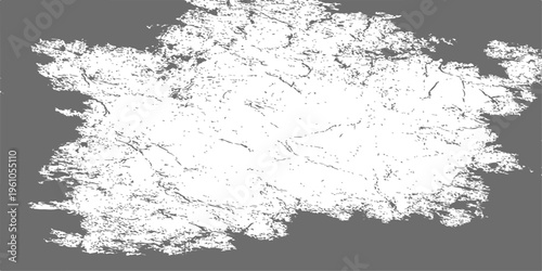 White grunge paint brush stroke on grey background, distressed texture border for vintage design and urban art framing